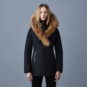 Mackage down coat w/ natural signature fur collar (like new)